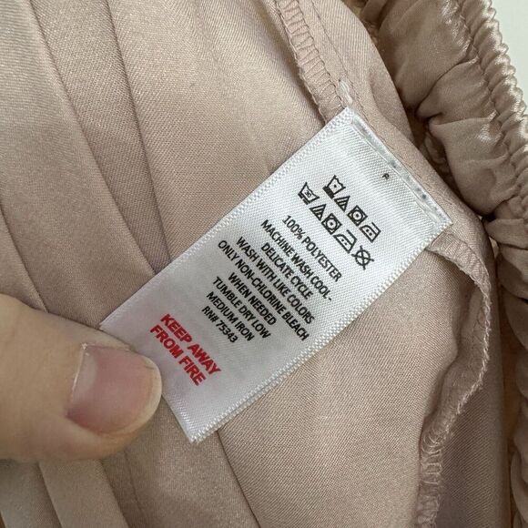 House Of Harlow 1960 Pants Women Medium Pink Satin Wide Leg Drawstring - Picture 4 of 6